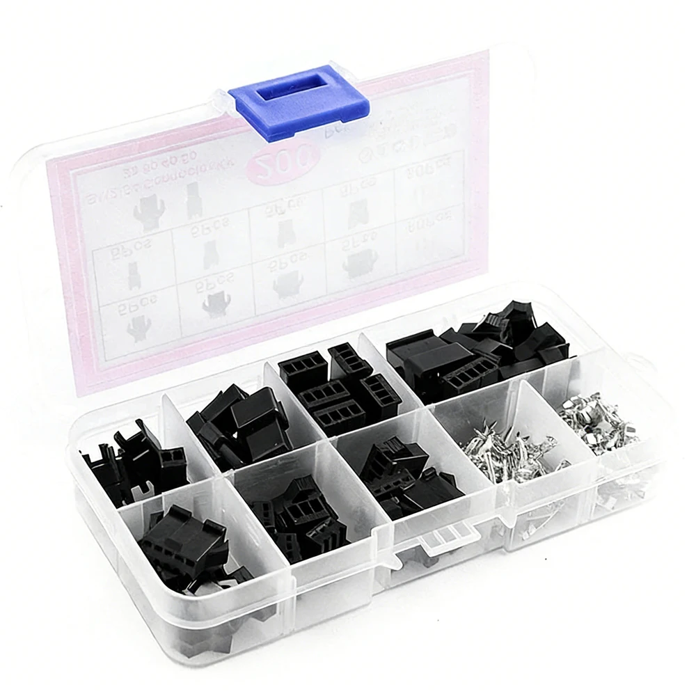 200Pcs SM 2.54mm Connector Kit 2/3/4/5 Pin Male & Female Terminal Assortment Set