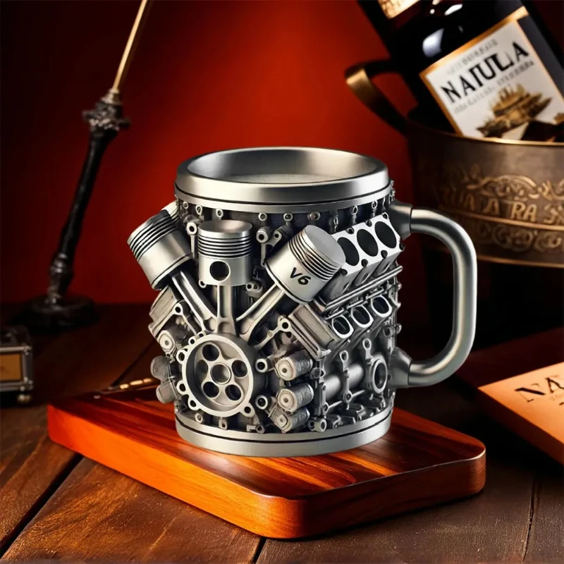 Interesting Creative 450ml Coffee Cup Ornament Engine Cup Engine Mug Suitable for Car Enthusiasts as a Gift
