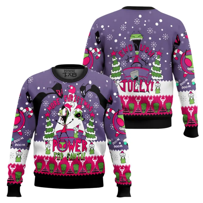 Doom Is Coming Invader Zim suéter navideño feo divertido jersey de fiesta de vacaciones suéter de gran tamaño para hombres y mujeres regalo de Navidad 2026