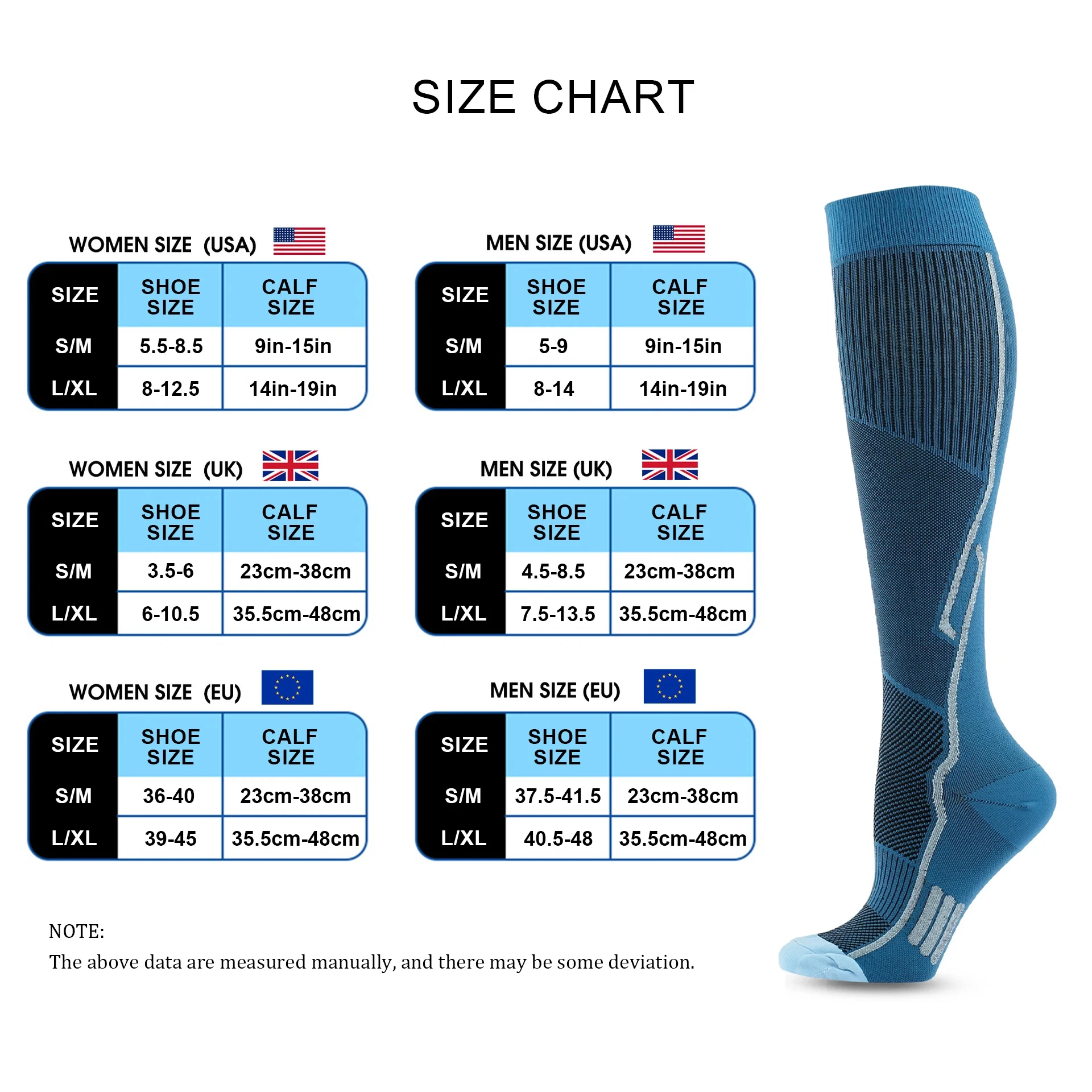 Running Compression Socks For Men Women Cycling Football 20-30mmhg Nylon Sports Socks Elastic Varicose Veins Anti Fatigue Edema