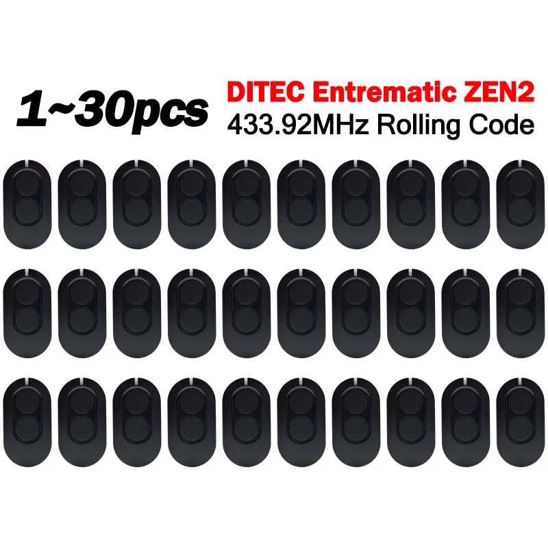 1~30PCS DITEC ZEN2 ZEN4 ZEN2W ZEN4W Entrematic GOL4 BIXLG4 BIXLP2 BIXLS2 Garage Door Remote Control 433.92MHz Rolling Code