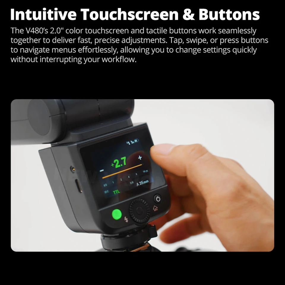 【New】Godox V480 TTL Li-ion Camera Flash, 650 Full-Power Flashes Built in Styling Light for Canon/ Nikon /Sony/FUJIFILM/Olympus