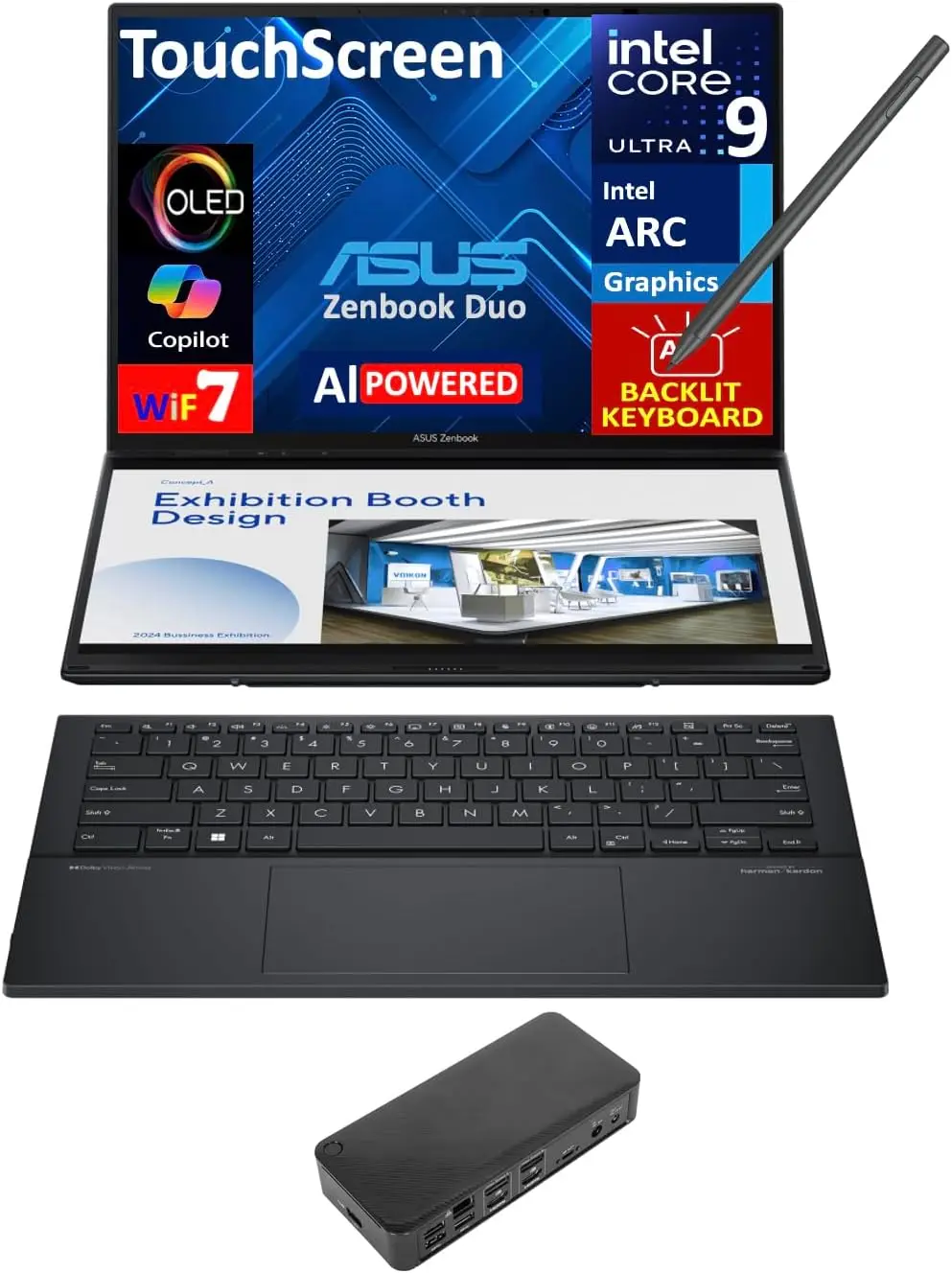 

Ноутбук-трансформер ASUS Zenbook Duo с ИИ-функциями, Intel Ultra 9-285H, 32 ГБ LPDDR5X, 4 ТБ PCIe SSD, Active Pen, клавиатура с подсветкой
