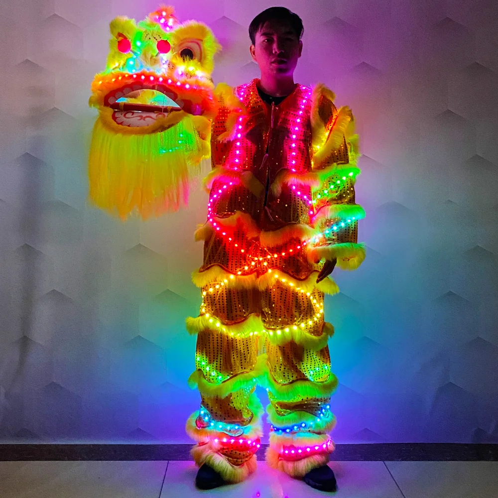 

LED single lion glow-in-the-dark lion dance props nightclub light lion dance Chinese Spring Festival lion dance party supplies