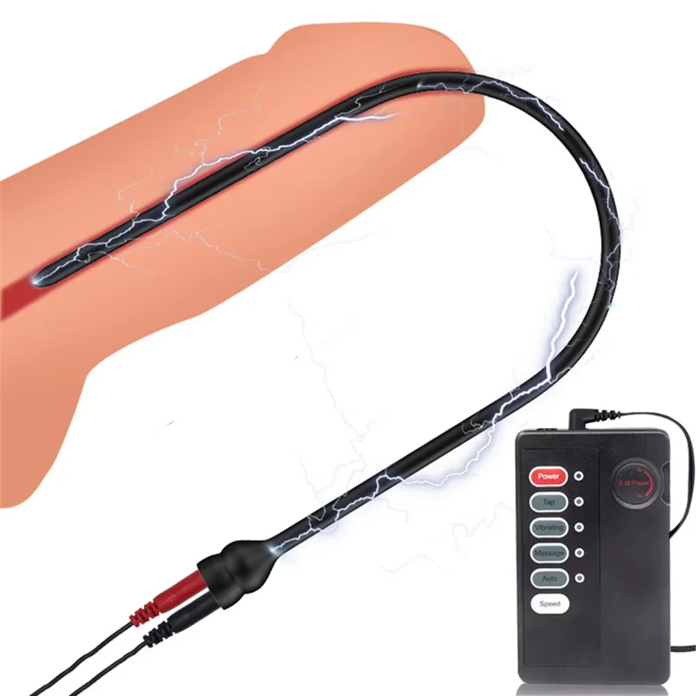 SM Electric Shock Urethra Player Metal Bead Urethral Sounding Plug Penis Ring E-Stim Prostate Massage Horse Eye Rod Sex Products - view 2