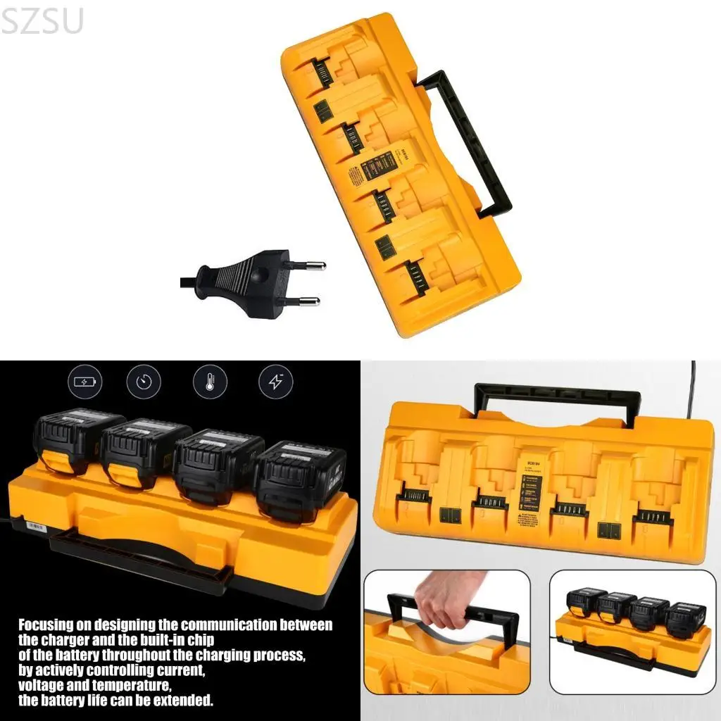 

SZSU Efficiency 4 Bay Battery Charging Adapter Universal Fit For 12V 20V Tools LED Display Shock Resistant ABS