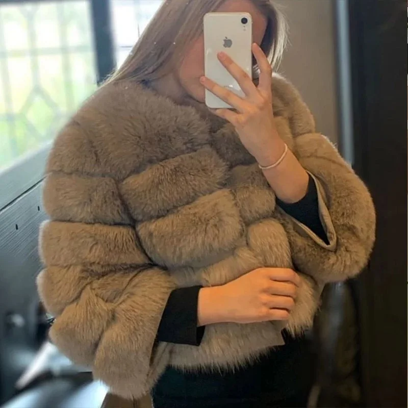 

European American Explosive Style Natural Fox Fur Coat Color Numerous Wool Hairy Beautiful Slim Fit Women Apparel