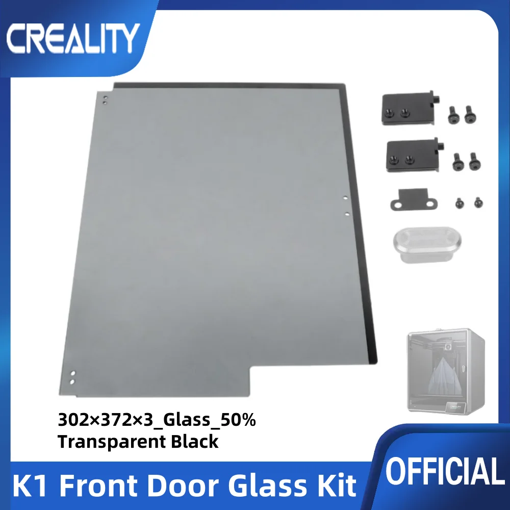Creality Original 3D Printer Parts K1 Front Door Glass Kit  302×372×3_Glass_50% Transparent Black