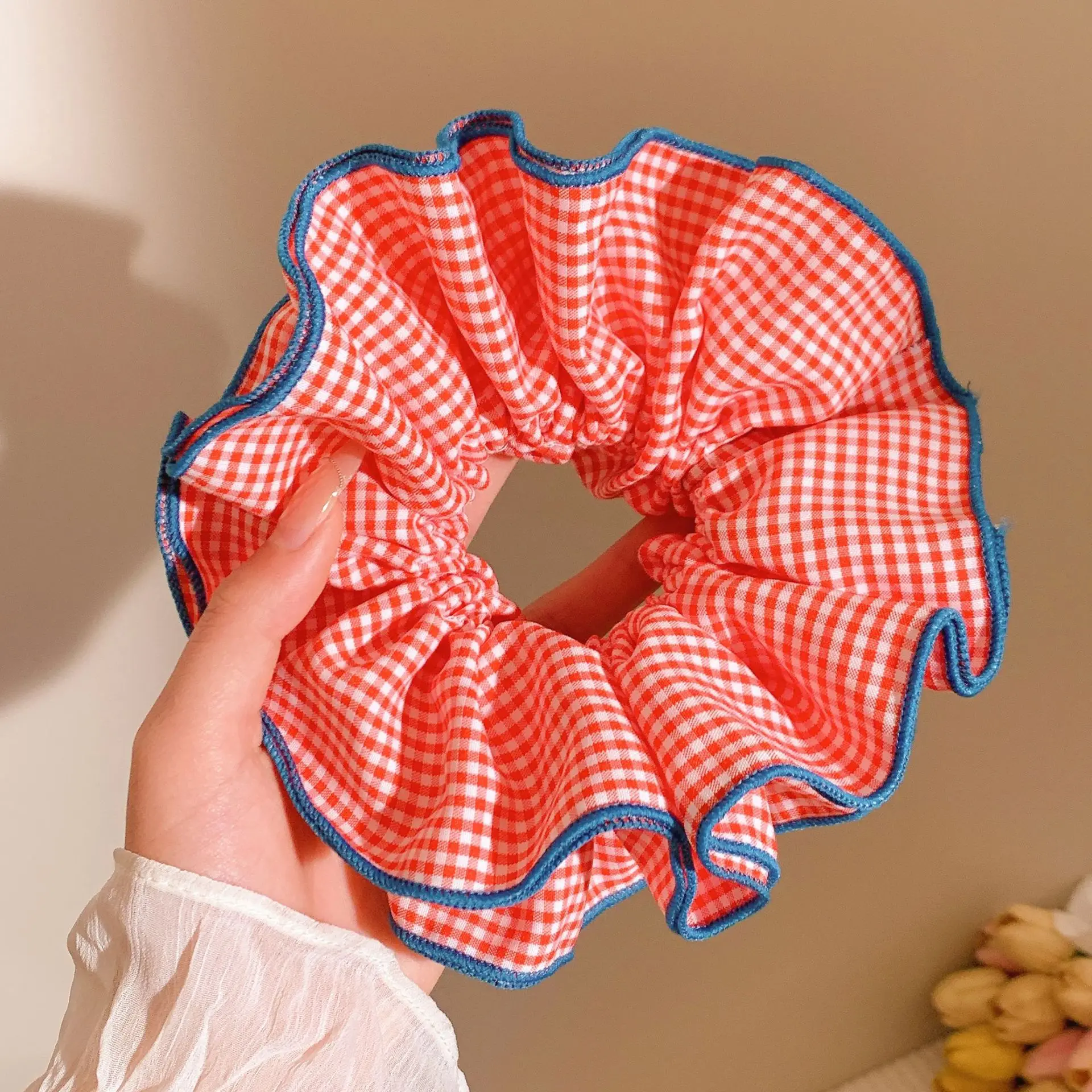 

1PC Sweet Ballet Style Contrasting Plaid Headband for Woman and Girls Romantic Skirt,Large Intestine Headband Hair Accessories