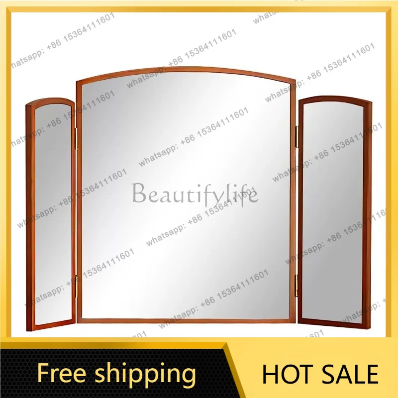 XX. French three-fold desktop vanity mirror European medieval wall-mounted decorative mirror