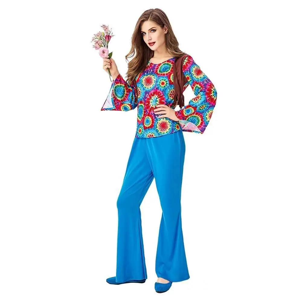 Women Halloween Retro Party 70s Hippie Costume Halloween Saturday Night Fever Funky Disco Ball Dress