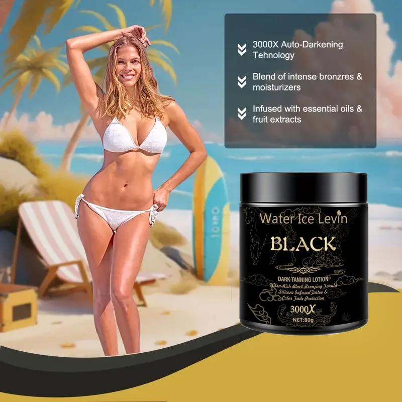 كريم تسمير البشرة الداكنة - كريم تسمير البشرة الداكنة للغاية 3000 مرة، مناسب للرجال والنساء - دباغة مضادة للبرتقال فائقة الداكنة، مع حماية للوشم - تركيبة صديقة للبشرة