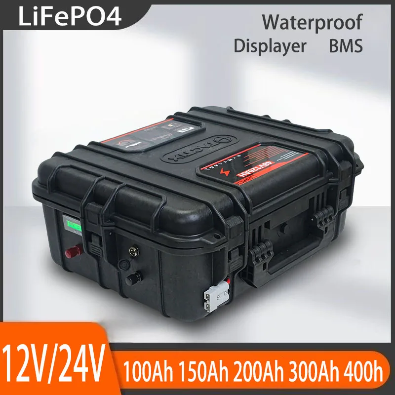 

12V 24V 100Ah 120Ah150Ah 200Ah 300Ah 400Ah LiFePO4 Lithium Iron Phosphate Battery Bluetooth BMS for Boat Solar System RV Camping