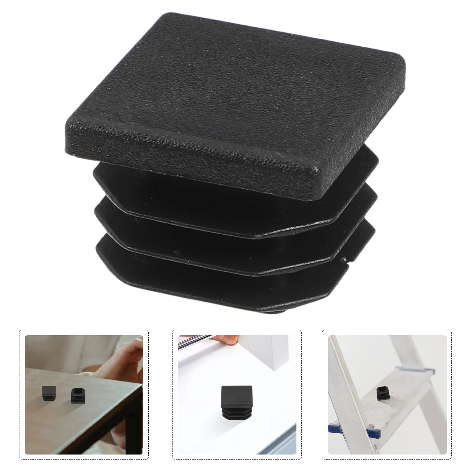 

20Pcs Anti Slip Plugs Plastic Insert Caps for Furniture Chair Table Stool Stair Rail End Caps Black Square Post