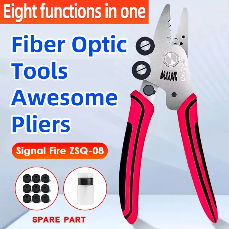 Signal Fire ZSQ-08 New 8 in 1 Optical Fiber Stripper Optic Miller Scissors Wire Pliers