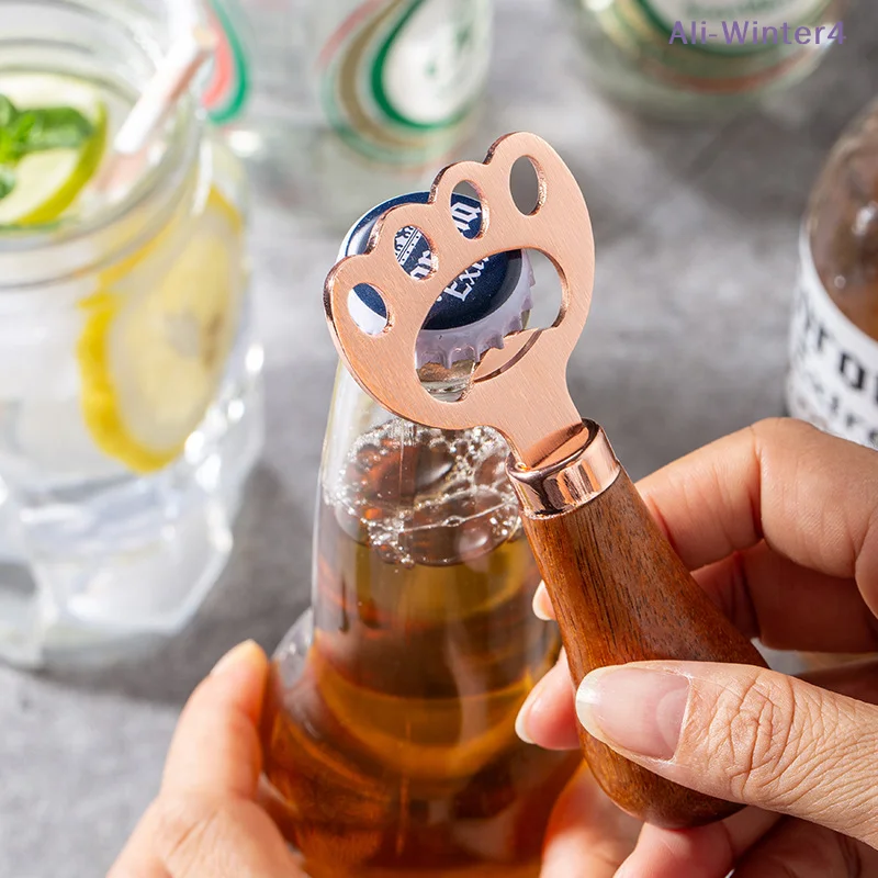 【Winter4】Stainless Steel Cat Claw Beer Bottle Opener Acacia 