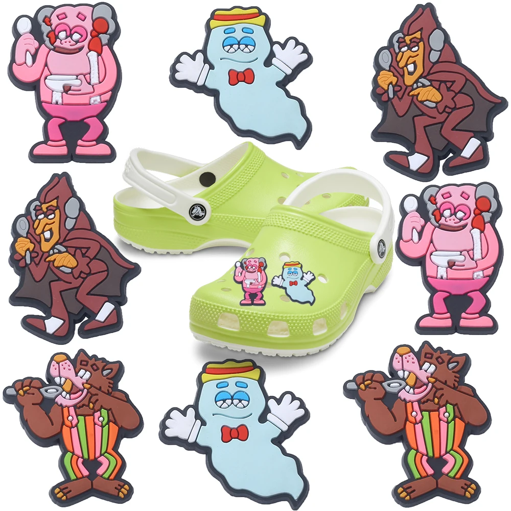 Waterproof PVC Vintage Horror Cartoon Figure Shoe Charms, Detachable Clog Shoe Decor Ornaments, Retro Spooky Monster Mini Orname