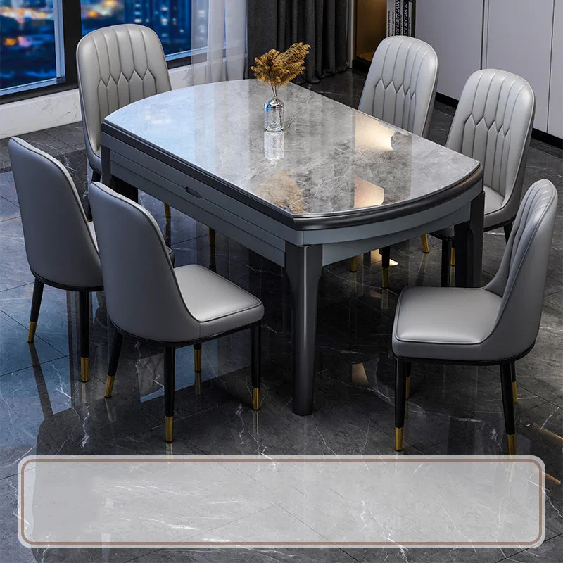 Extendable Wood Dining Table Coffee Restaurant Kitchen Center Marble Dining Table Chairs Nordic Mesas De Jantar Home Furniture