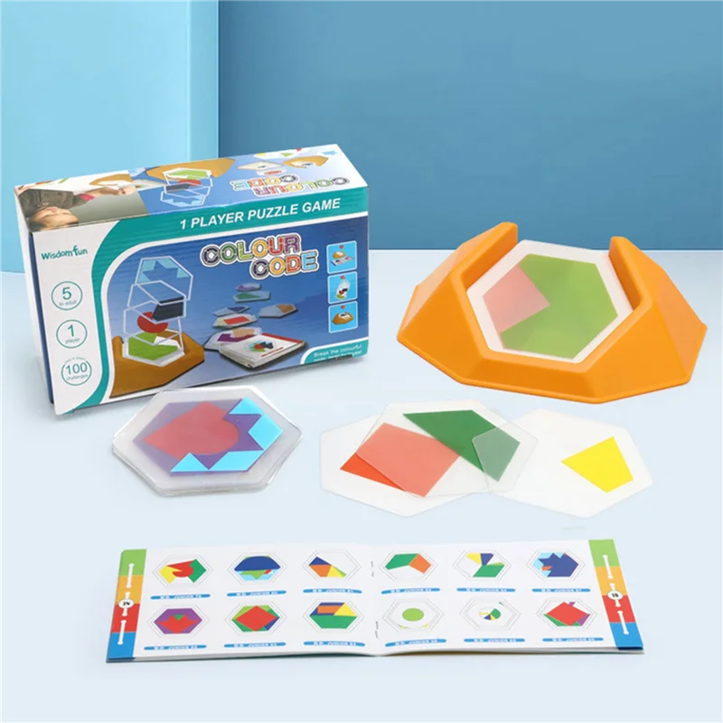 A63T-2X Giochi di codici a colori in età prescolare Puzzle logici per bambini Figura Cognizione Pensiero spaziale Apprendimento educativo(A)