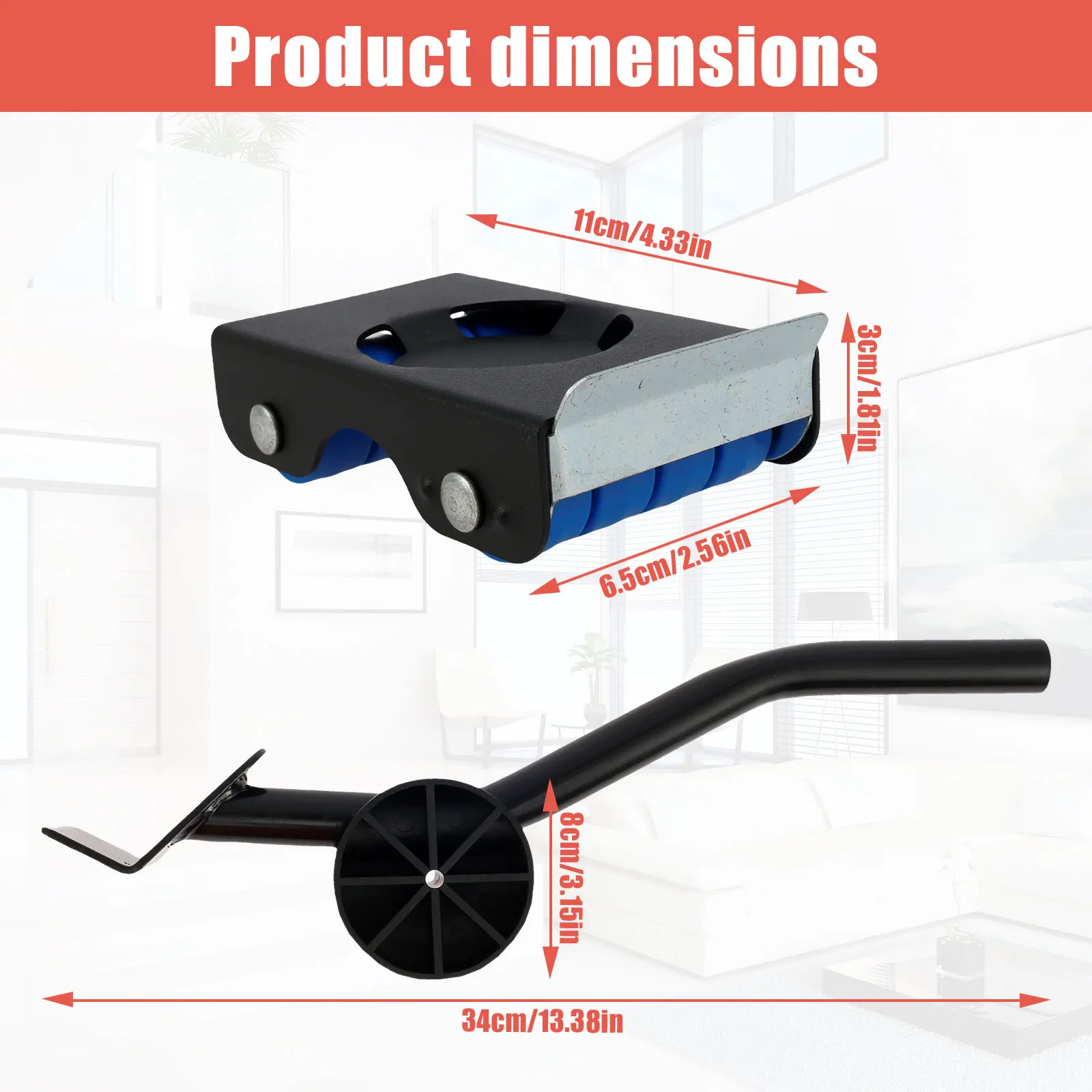 Set alat pemindah pengangkat furnitur, alat bantu pengangkat furnitur baja tugas berat Roller Dolly untuk mencuci Refrigera