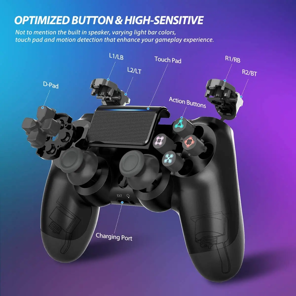 Draadloze Controller Bluetooth Geen Vertraging Gamepad Voor Ps4 Ps3 Console Pc Joysticks Zes-As Dual Vibratie Met Logo