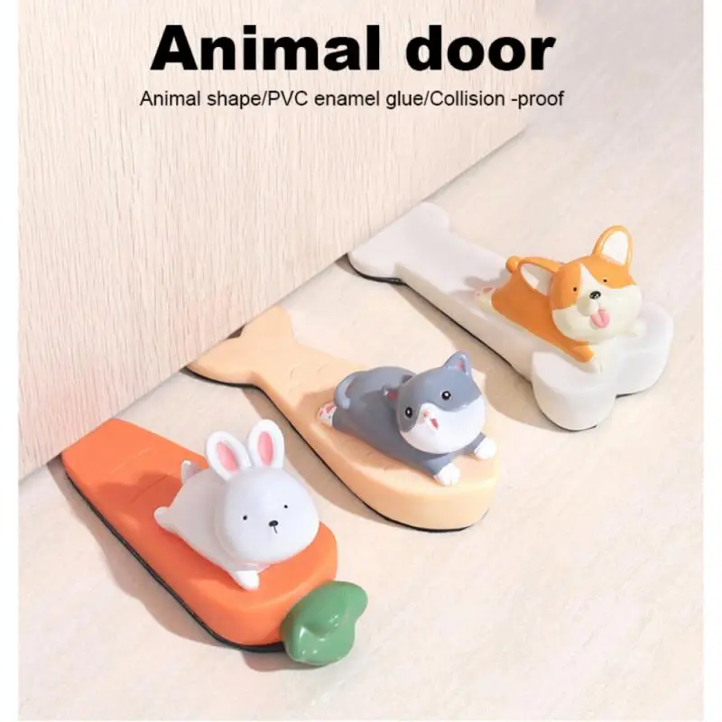 Cartoon Animal Safety Silicone Door Stop Stoppers Block Wedge Doorstops Home Office Door Rear Retainer Anti-collision Stop