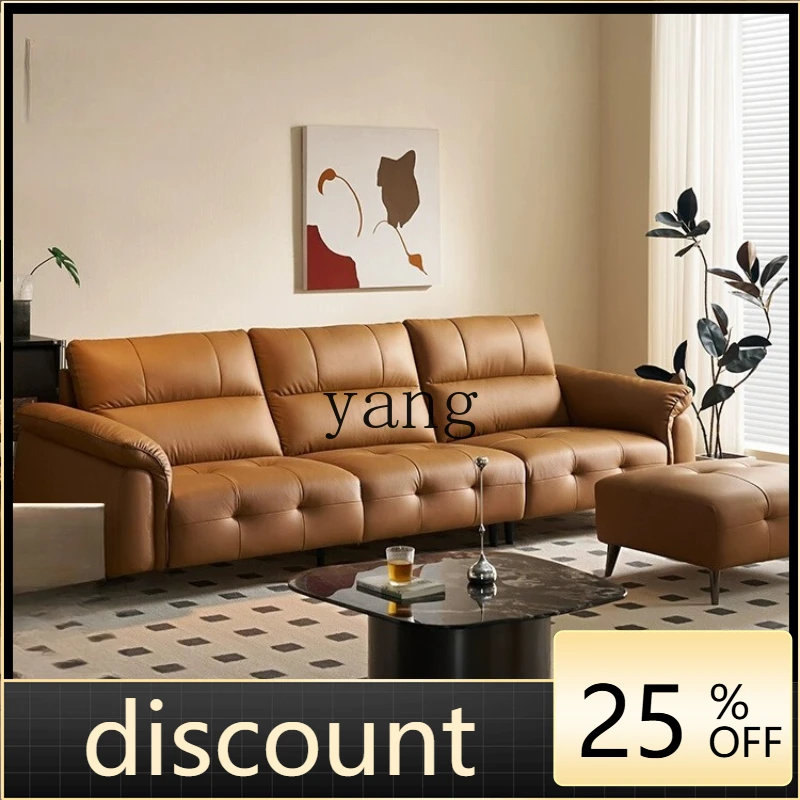 

LH retro style first layer cowhide leather sofa living room home sofa with footstool