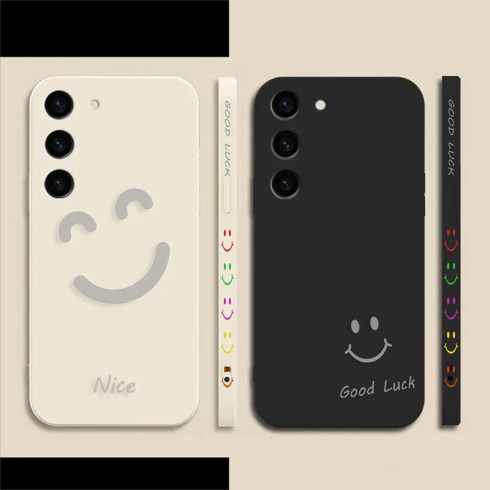 Nice Good Luck Face Case For Samsung S23 S22 S21 S20 FE S11 S11E S10 S10E S9 S30 Ultra Plus 4G 5G Colour Liquid Case Funda Capa