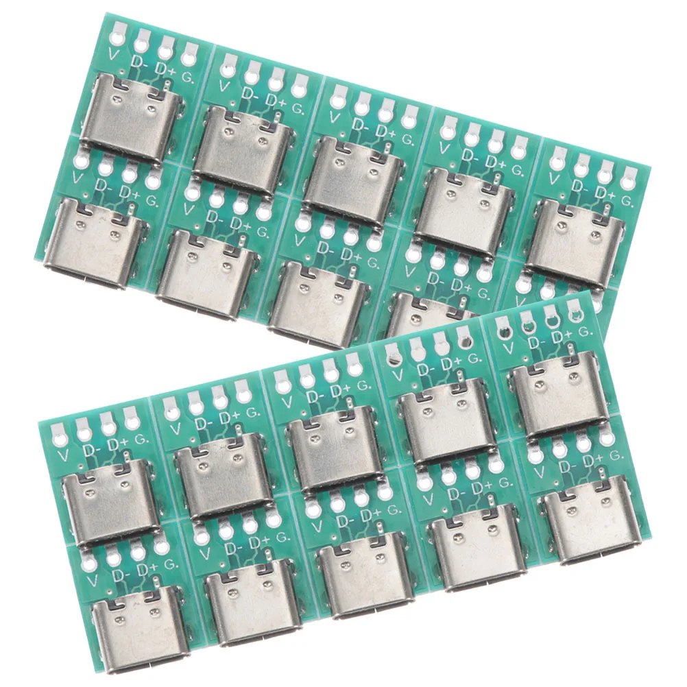 

20Pcs USB C Connector Board DIY Durable 3.1 Type C Female Receptacle Adapter for Stable Data Transmission Socket Connector