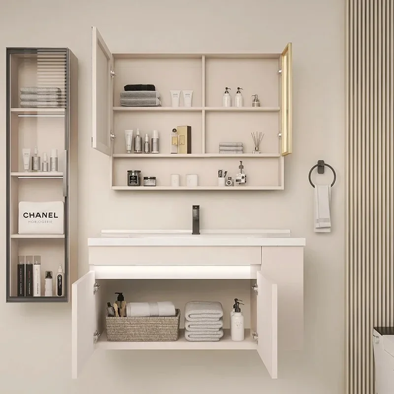 

Modern Sink Bathroom Cabinet Space Saving Salon Storage Cabinet Organizer Makeup Washbasin Compact Gabinete Lounge Furniture