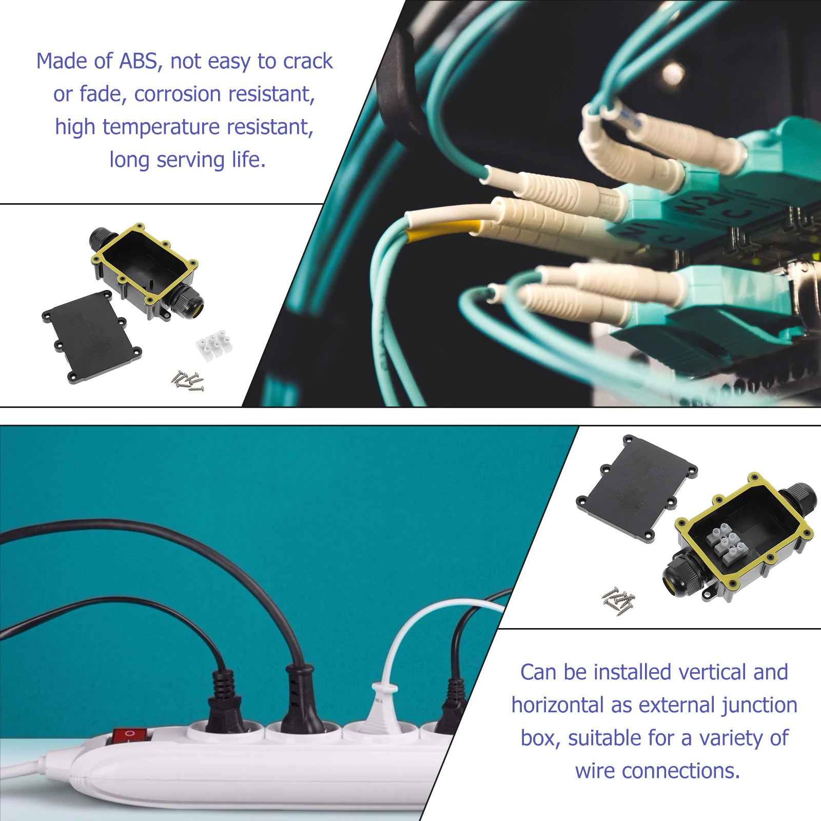 

Waterproof Junction Box ABS Corrosion Resistant High Temperature Cable Connector External Internal Wiring Terminal for LED
