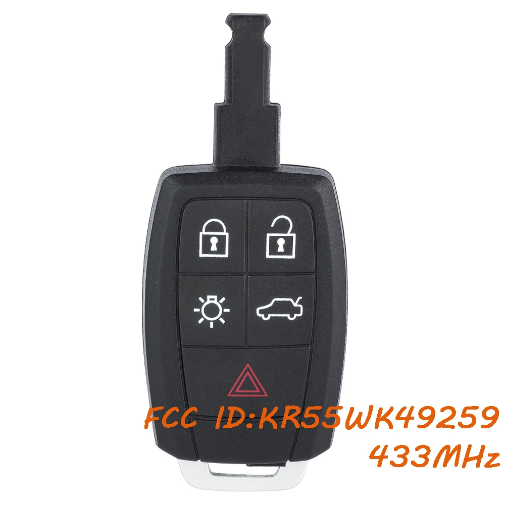 KEYECU KR55WK49259 ID48 Chip Aftermarktet Remote Key Fob for Volvo C30 V40 S40 V50 D5 S60 C70 V70 XC90 433MHz 31300258