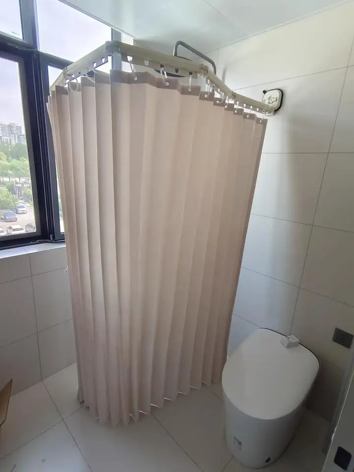 

Folding Shower Curtain - Waterproof Bathroom Partition, No-Drill Wet Dry Separation, Invisible Sliding Door for Small Spaces