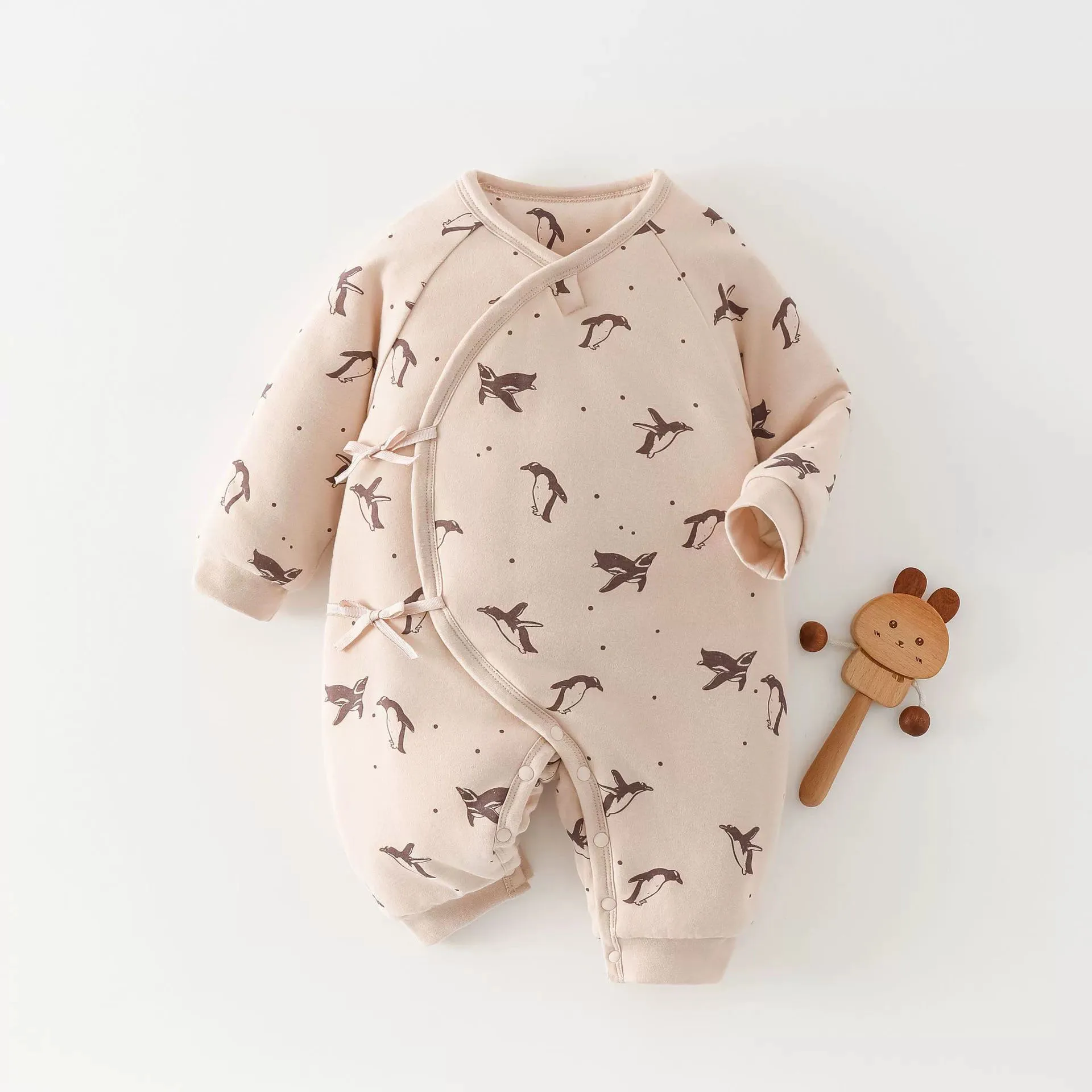 Winter Toddler Girl Clothes Cartoon Cute Flowers Print Cotton Warm Thicker Romper Baby Boutique Clothing Boy Newborn Items B400