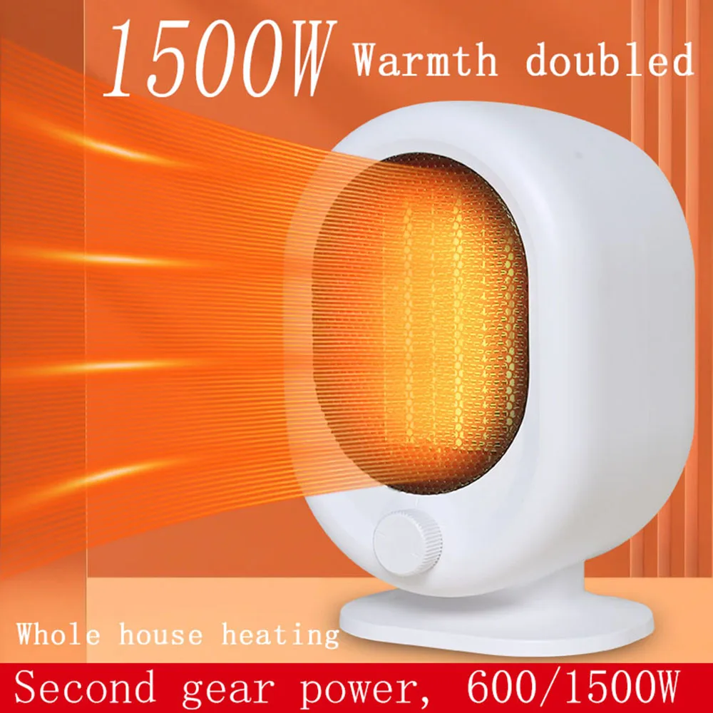 Calentador eléctrico de escritorio de 1500W, Mini ventilador de calefacción portátil para invierno, máquina calentadora de aire caliente con calefacción de cerámica PTC para el hogar y la Oficina