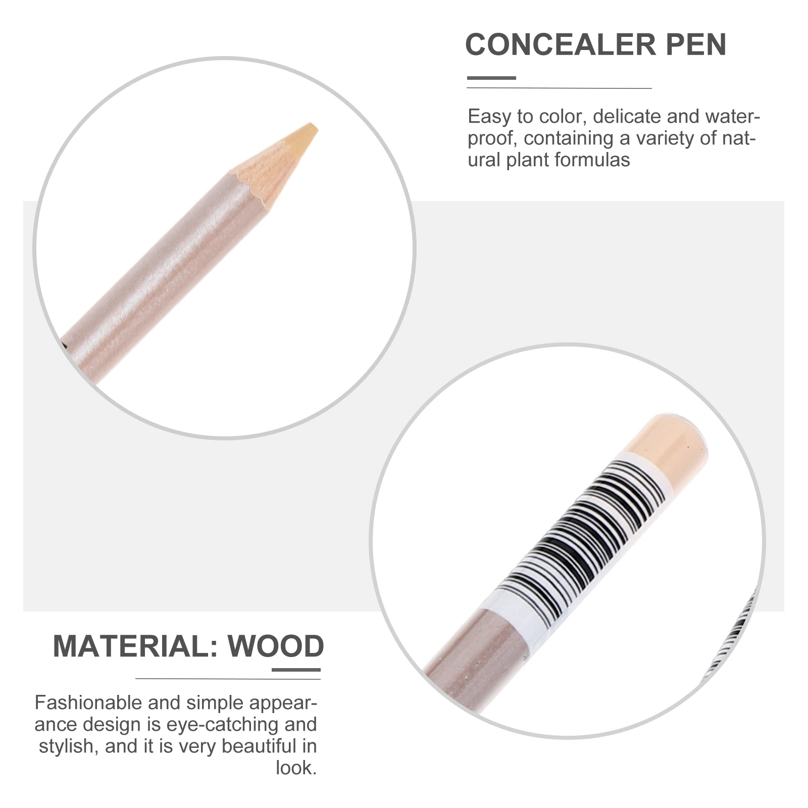 

4pcs Concealer Pen Wooden Spot Concealer Pencil Natural Brightening Cover Stick for Dark Circles Light Weight Portable