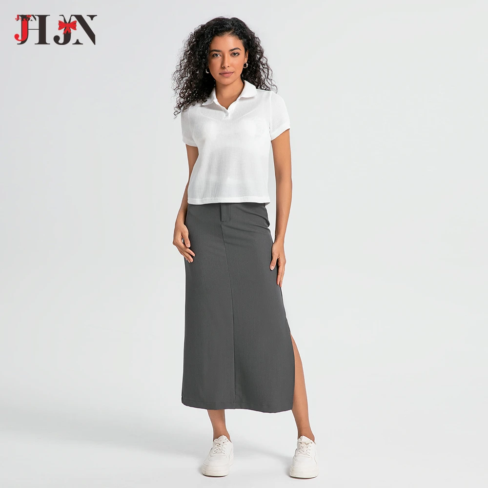 Color blocking splicing skirt Korean version combination Split fork Slim pencil skirt Low waist skirt