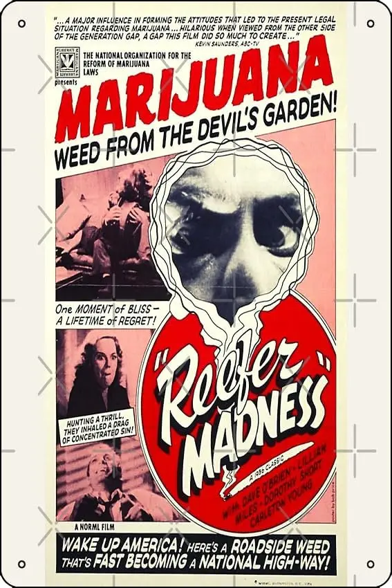 Reefer Madness - (1938) - Vintage Retro Classic Film Poster Metal Tin Sign Plaque Man Cave Wall 8x12 Inch Wall Art Decoratio 1pc