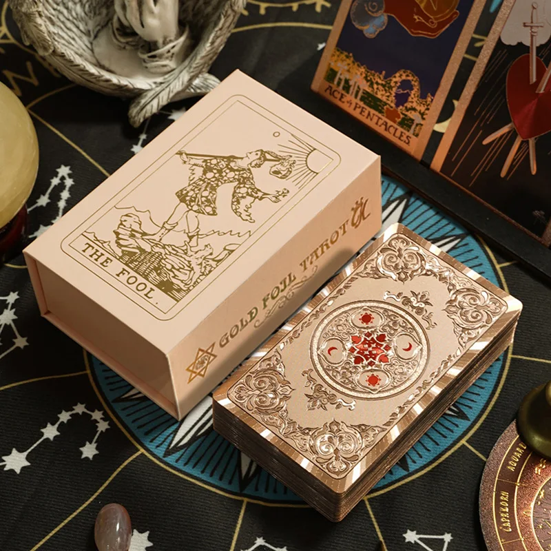 Rider Waite Tarot Deck with Gilded Edges Full 78 Cards Set Guide Book Beginners Gold Foil Tarot Cards for Divination Learning