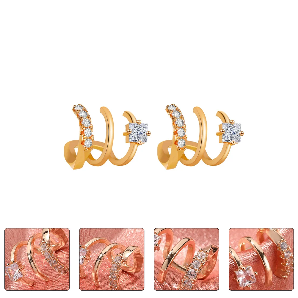 

2pcs Multilayer Ear Clips Non Piercing Earrings for Women Chic Fashion Jewelry Decoration Party Prom Casual Stylish Accessory