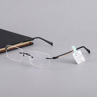 Rimless Glasses Men Business Super Light Alloy Luxury Fashion Myopia Hyperopia Frame Custom Optical Prescription Eyeglasses  D35