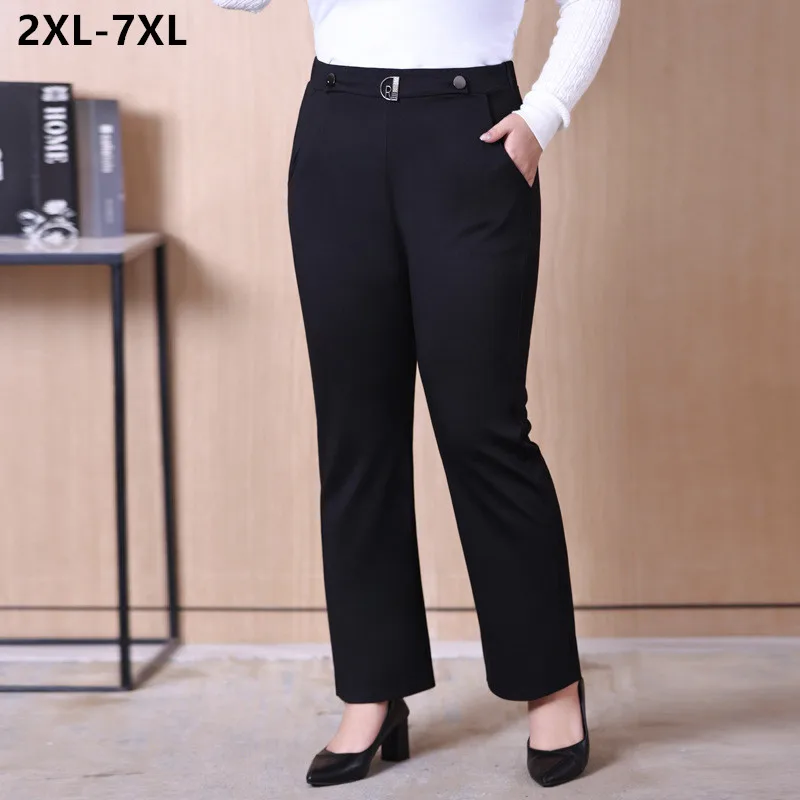 

Office Lady Pants Loose Plus Size 5XL 6XL 7XL Work Formal Trousers Women Large Stretched Black Straight Female Business Clothes