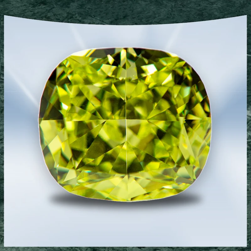 Cubic Zirconia Crushed Ice Cut No Certificate Cushion Shape Apple Green Color Charms Beads for Diy Top Jewelry Making Materials