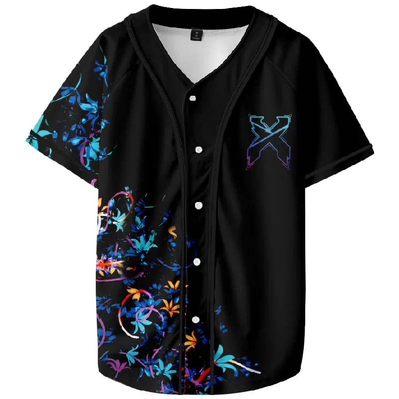 Excision FLORAL BASEBALL JERSEY Custom Baseball Jersey Harajuku Thin button Baseball Uniform Baseball Jersey For EDM Top