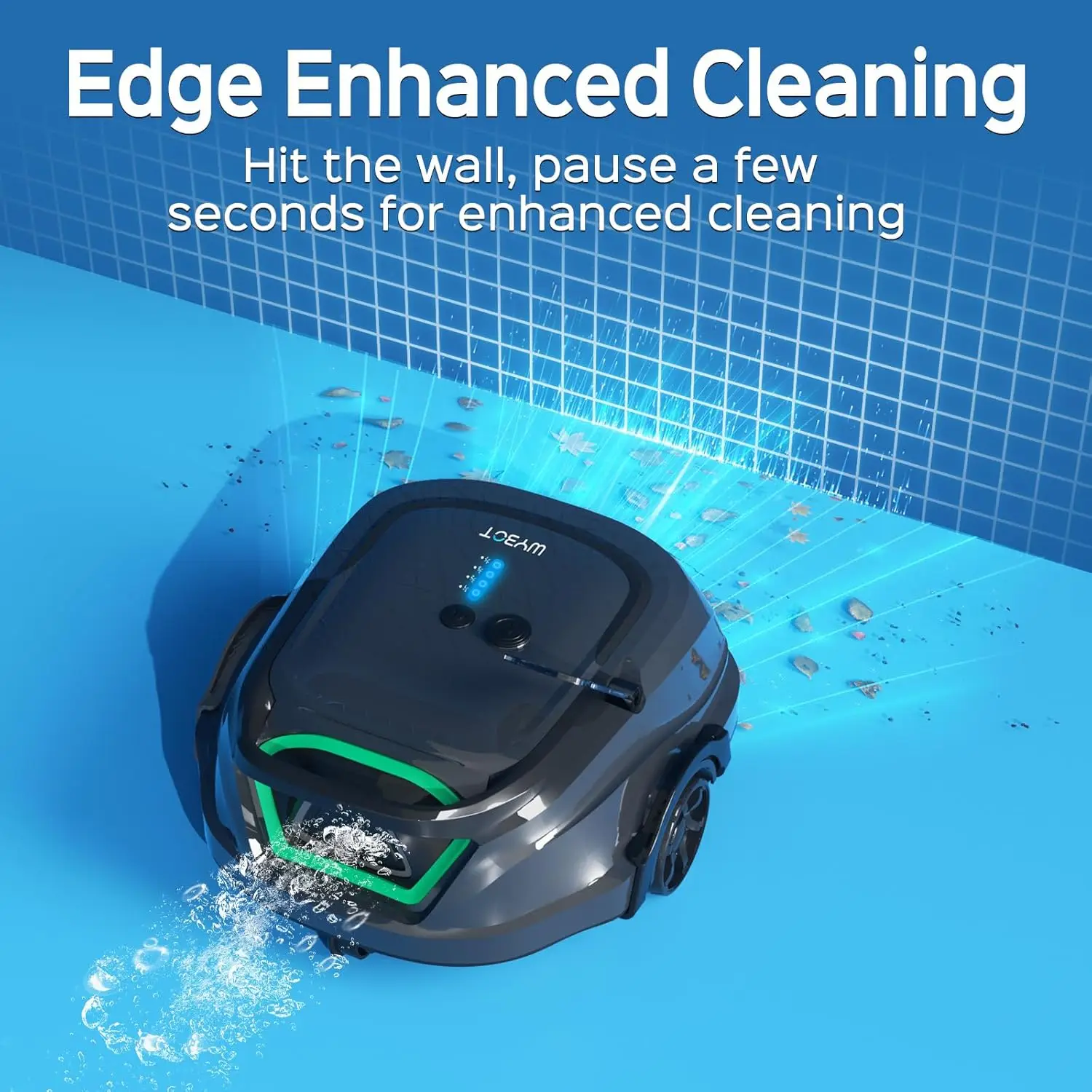 Cordless Pool Vacuum with Double Filters, Robotic Pool Cleaner Last 120 Mins, 2.5H Fast Charging