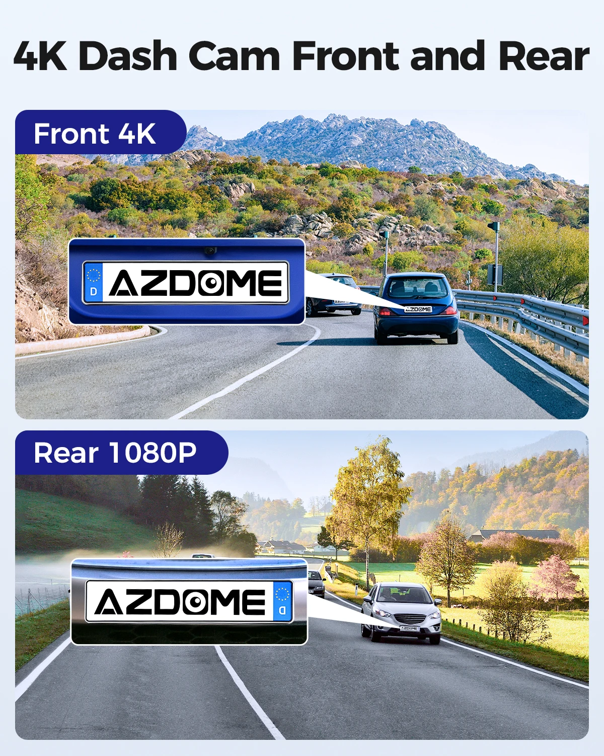 AZDOME M300S 4K Dash Cam Front and Rear Car DVR 5.8G WiFi GPS Dash Car Camera WDR Night Vision 24H Parking Mode Video Recorder