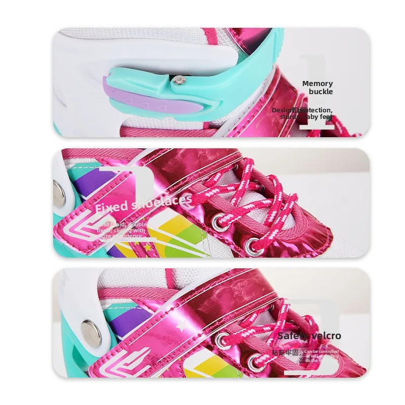 Wrotki dwurzędowePUWheelRollerSkatesCool Color Matching Regulowane wrotki dla dzieci