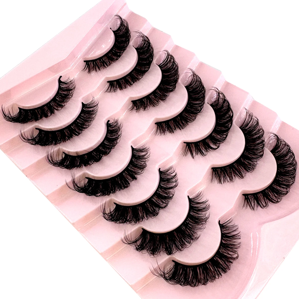 5/7 Paar russische Streifenwimpern, flauschige künstliche Nerzwimpern, Wispy-Wimpern für einen natürlichen Look, dicke, voluminöse künstliche Wimpern, lockige künstliche Wimpern – Detail 10