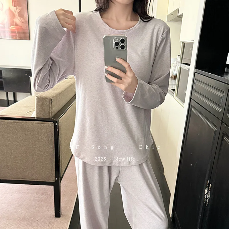 

Korean New Chest Pad Top Pant Suit Long Sleeve Sleepwear Spring Autumn Women's Pajamas Set Winter Loungewear Sets Woman Home