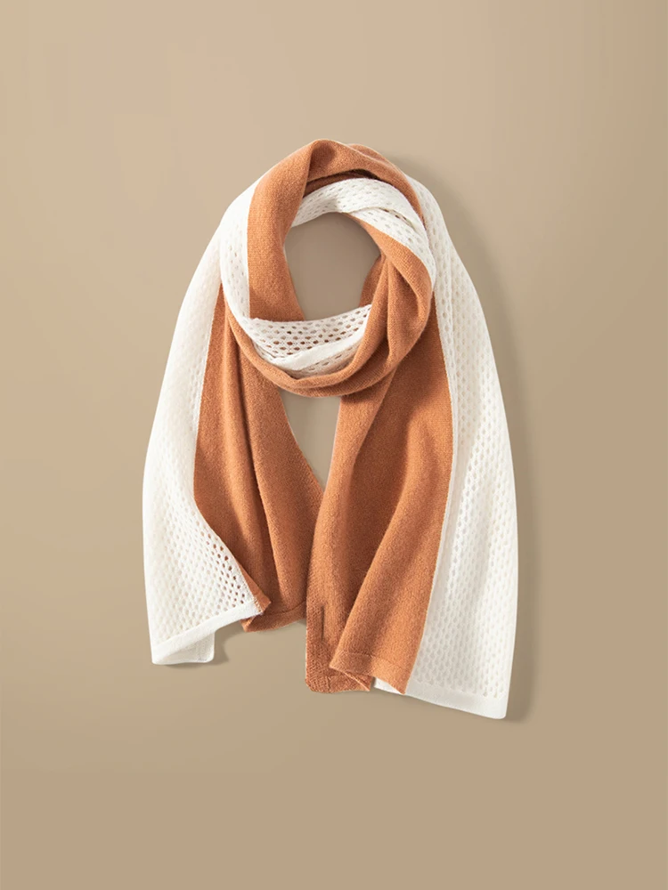 

100% Cashmere Scarf Openwork Color Matching Scarves Shawl Cashmere Women Must Have Light Outer Wraps Spring Autumn 160*35cm